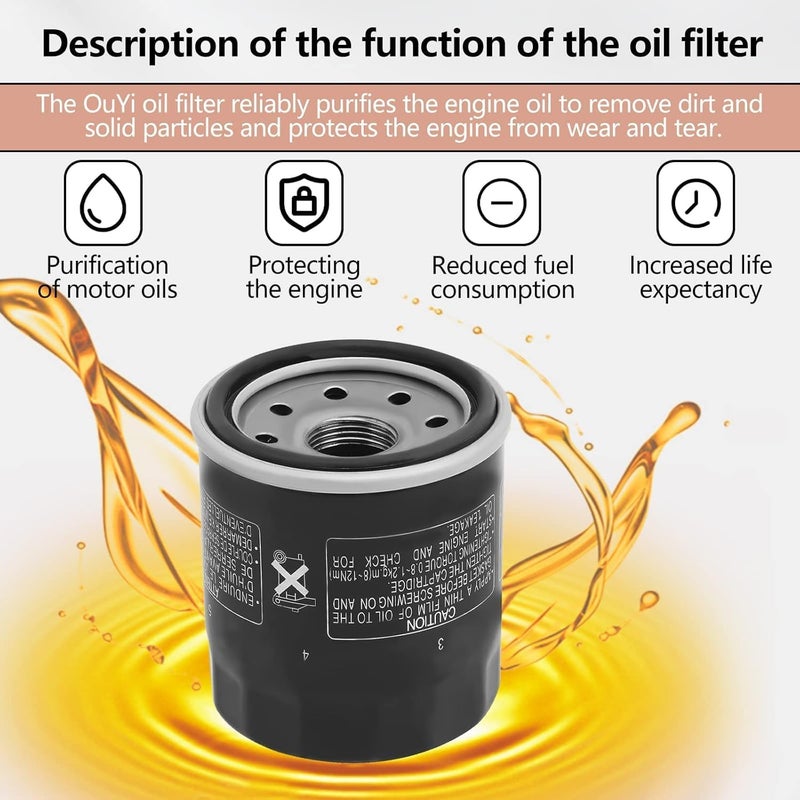 OuYi Oil Filter for Yamaha BRUIN 350 KODIAK 400 450 WOLVERINE GRIZZLY 660 RHINO XVZ1300 XV1600 XV1700 XV1900 ROAD STAR YZF R1 R6 VMX1200 1700 1996-2015 - Image 4
